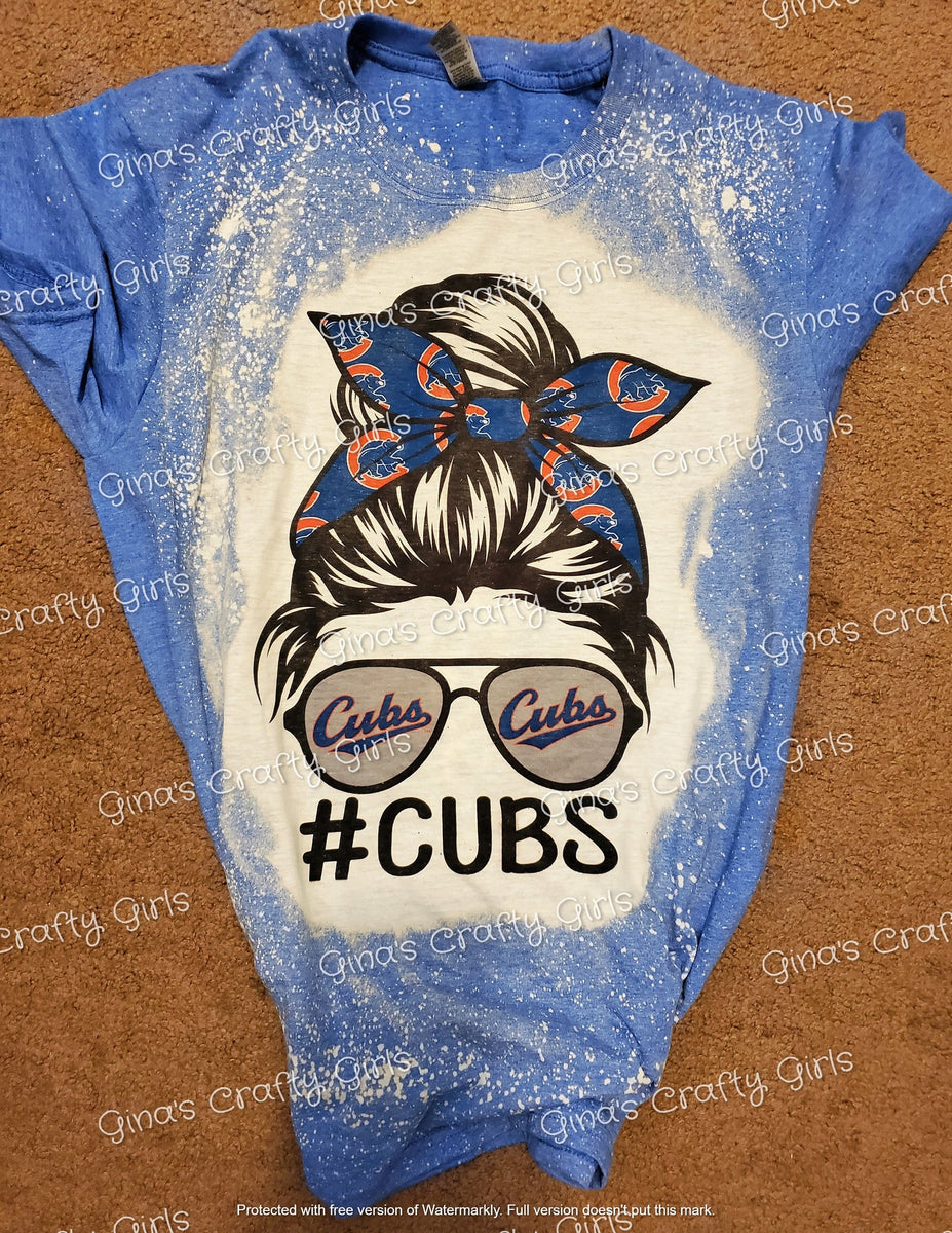 Chicago Cubs Peace Love Baseball Bleached Sublimated T-Shirt Medium