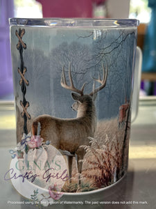 Deer With Tractor and Barn Camp Mug