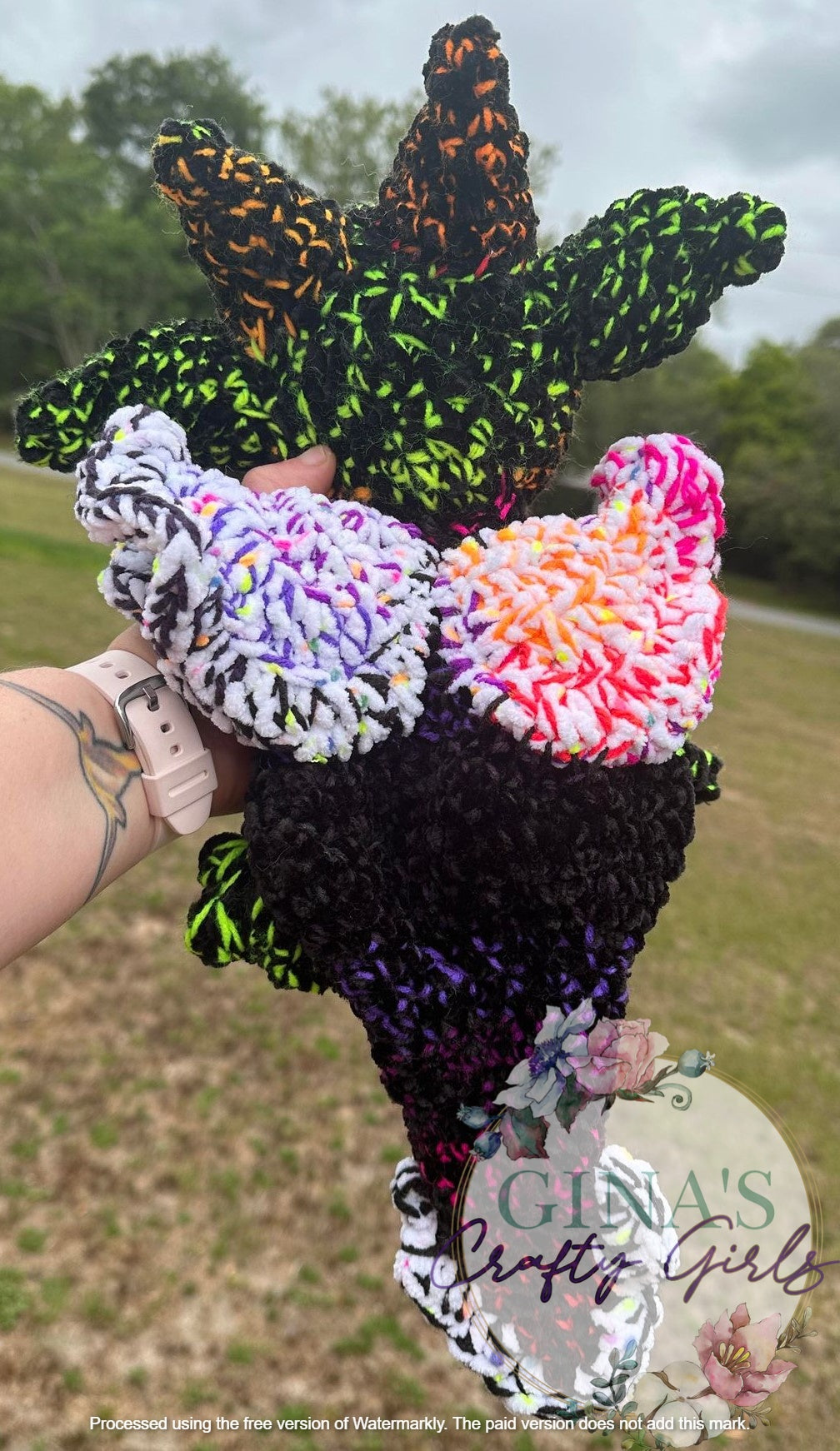 Neon  Rainbow Dragon Crochet