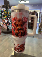 Load image into Gallery viewer, Highland Cow Valentine 40 Oz Tumbler
