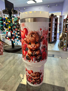 Highland Cow Valentine 40 Oz Tumbler