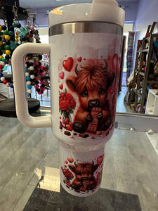 Highland Cow Valentine 40 Oz Tumbler