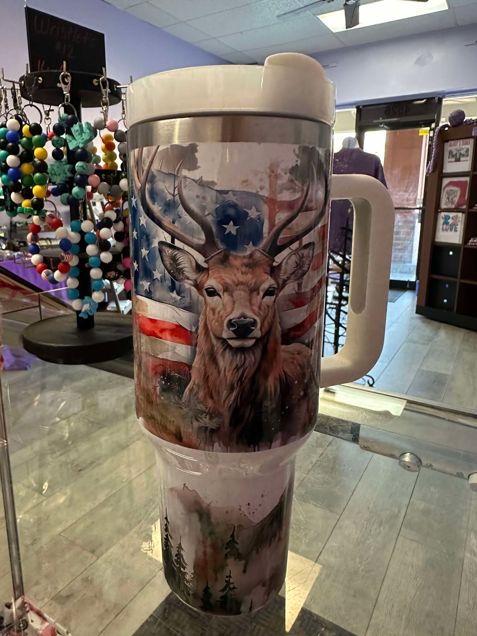 Elk With American Flag 40 Oz Tumbler