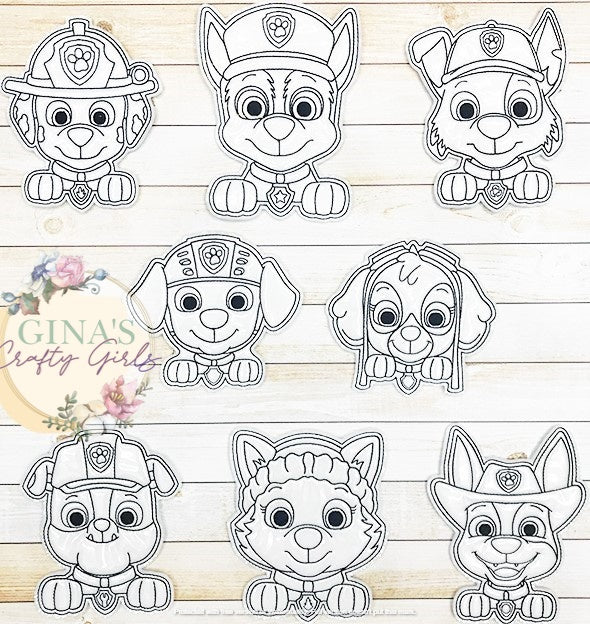 Dog Patrol Coloring Toys, Dog Patrol Coloring Dolls, Reusable Coloring Book,  Felt Coloring, Dry Erase Coloring Dolls 