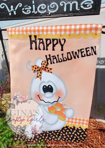 Happy Halloween Ghost Halloween Pumpkins 12 x18 Double Sided Garden Flag