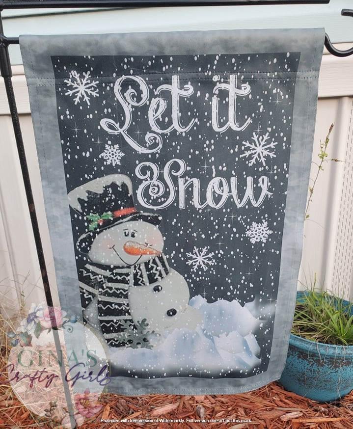 Let It Snow Snoman 12 x18 Double Sided Garden Flag