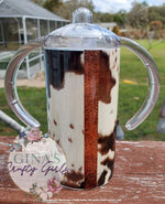 Load image into Gallery viewer, Cowprint Cowboy Western Sippy Cup
