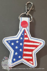 Red White and Blue Star Keyfob